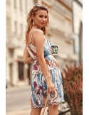 Rochie vaporoasa cu modele, crem si albastru PR3213 - Magazin online - Boutique